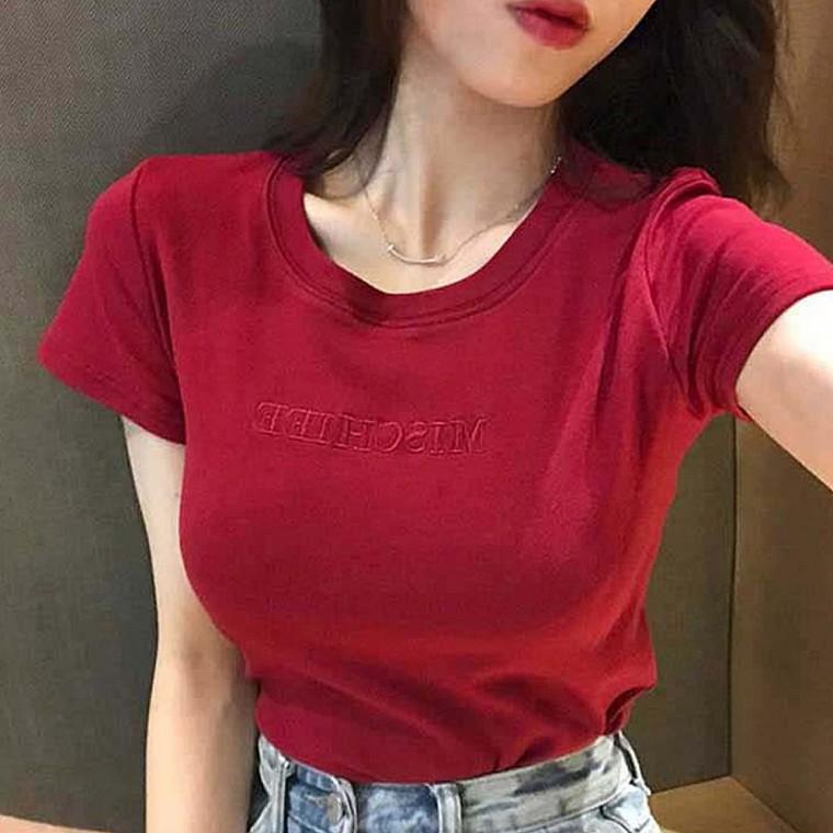 여성 유행 여름 슬림 반팔티 캐주얼룩 인기 티셔츠