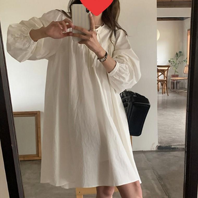 셔링 리본 미디 원피스 긴팔 데일리룩 인기 임산복
