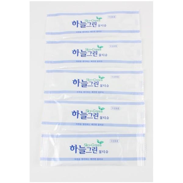 하늘그린 포장물티슈 업소용 야외용 일회용 식당물수건 일매포장 큐티 45g 400매(200x180)