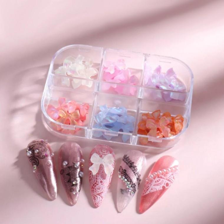 네일아트 러블리 오로라 리본파츠 세트 6컬러 각6p