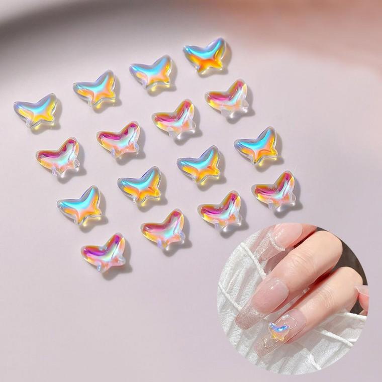 네일아트 오로라 나비 투명 유리알 스톤 5개입 2종