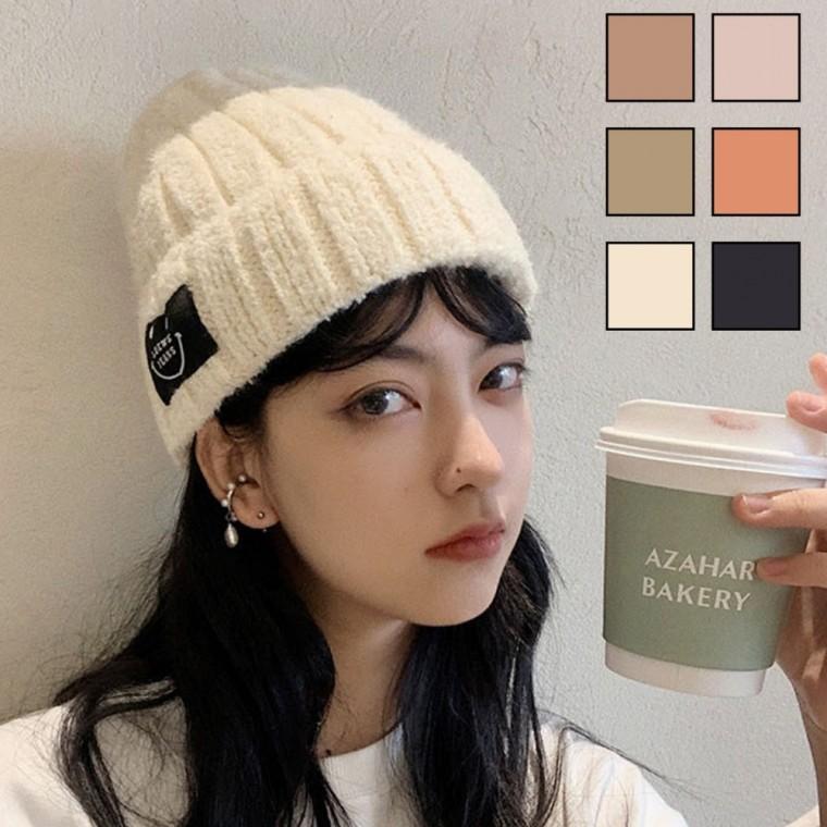 스마일 라벨 포인트 보들 느낌 데일리 남여공용 비니