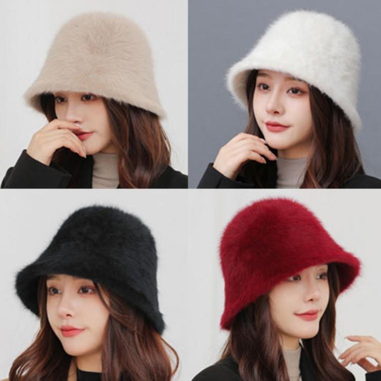 부드럽고 따뜻한 인조퍼 소재 데일리 여성 버킷햇