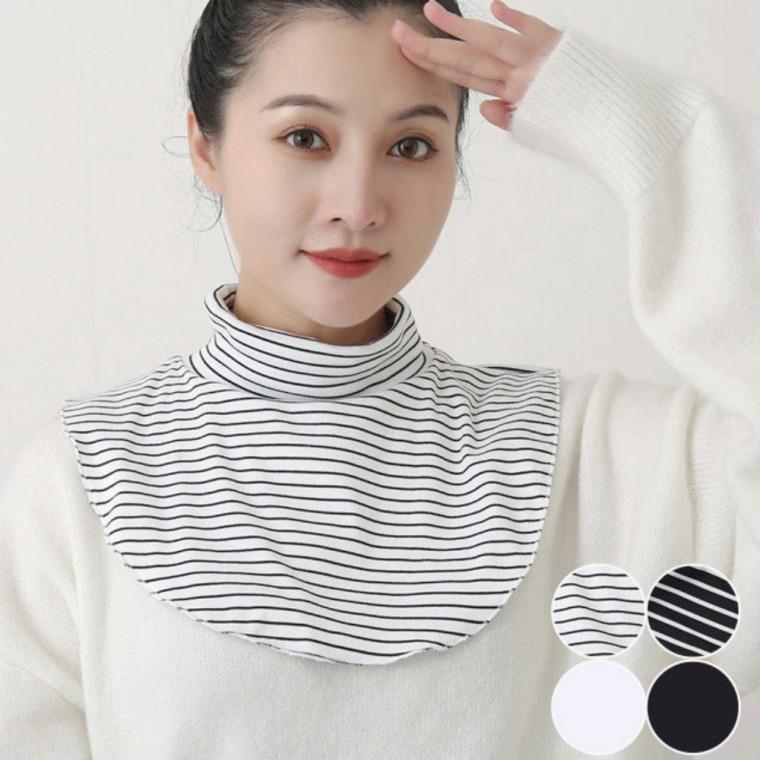 스트라이프 베이직 목이 따뜻한 여성 페이크 목폴라