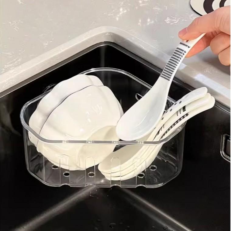욕실 수납함 투명 정리함 무타공 물빠짐 코너 선반