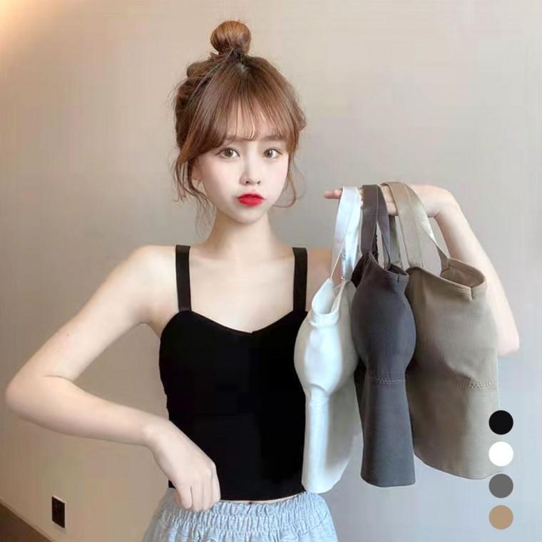 여성 패드 포함 귀여운 끈나시 튜브탑 데일리 나시티