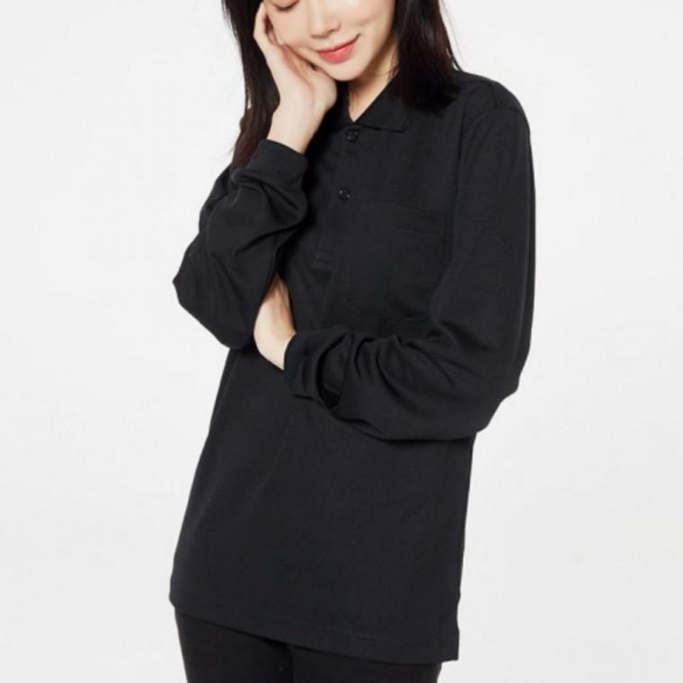 남녀공용 간절기 데일리 무지 드라이 긴팔 카라 티셔츠