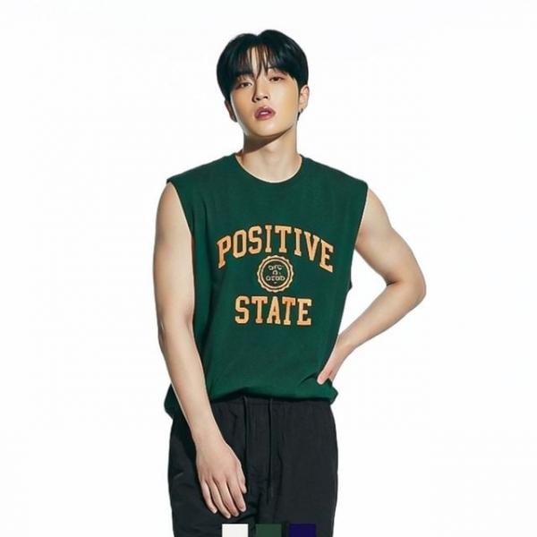 남자 민소매 티셔츠 박스핏 레터링 나시