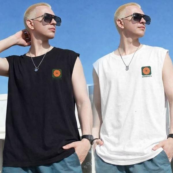 오렌지 영문 레터링 나시 티셔츠 URD-1007215