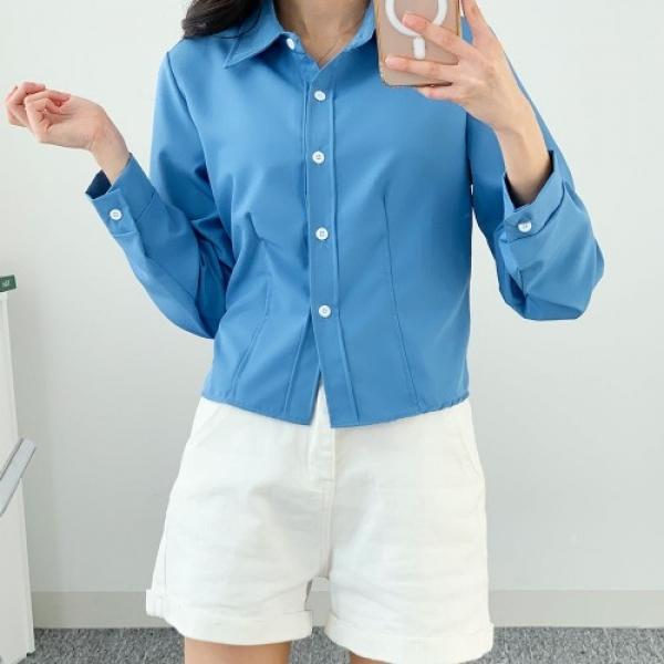 슬림 크롭 카라 셔츠