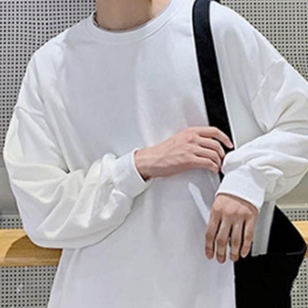 WL 베이직 긴팔티 사계절 내내 활용 가능한 아이템의 무지 라운드넥 긴팔 티셔츠