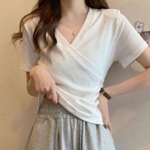 V넥 티셔츠 여자슬림핏티셔츠 여성브이넥 여자브이넥