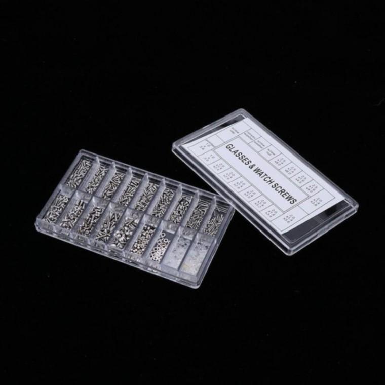 SelM 시계 안경 나사 18종 부품 박스 세트 1000pcs 드라이버 부속 수리 부품 코받침 너트