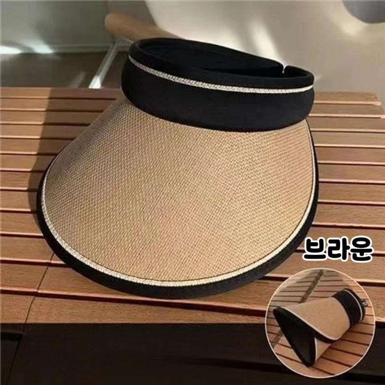라탄 썬캡 햇빛차단모자 여름모자 바캉스 돌돌이 모자