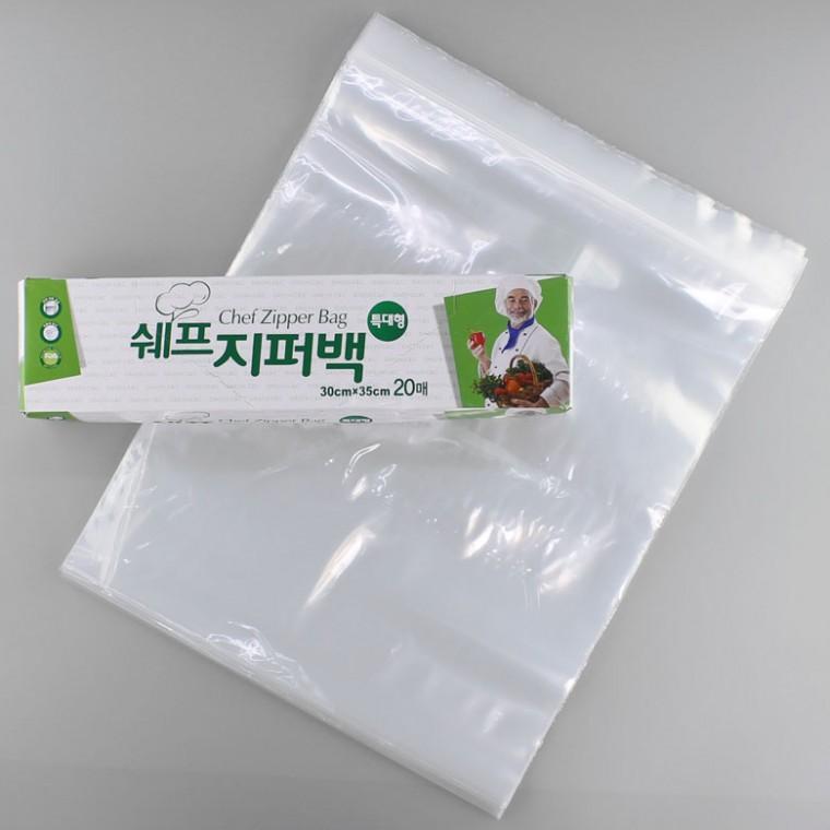 쉐프 위생 지퍼백 특대형 20매 30x35cm 지퍼락 (4개)