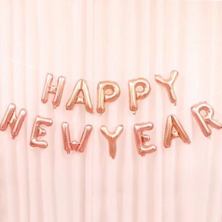 SelM 해피뉴이어 로즈골드 HappyNewYear 새해 신년 가랜드 풍선