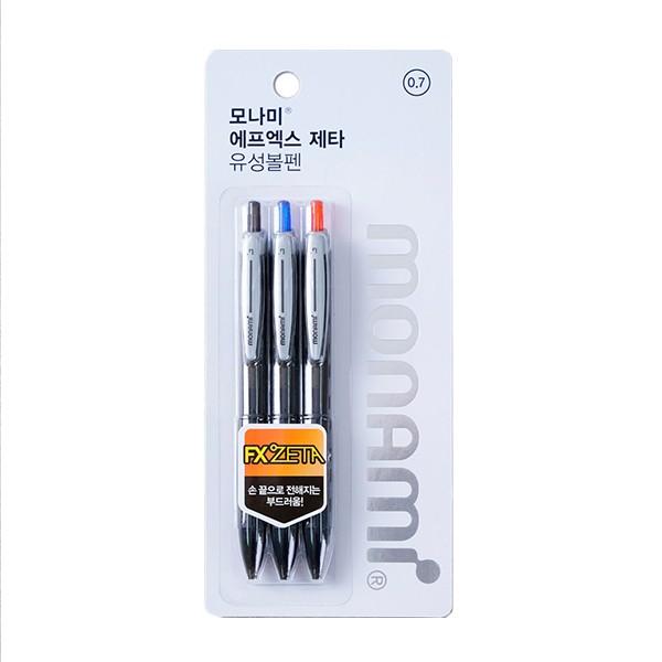모나미 FX ZETA 유성볼펜 0.7mm - 흑청적 3색세트