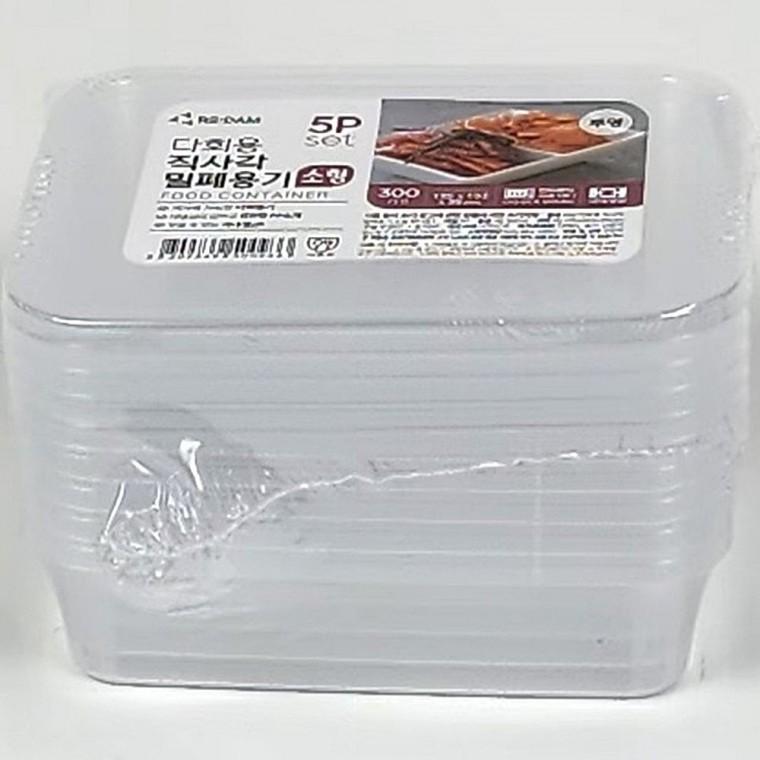 리담 다회용 직사각 밀폐용기 300ml 5P