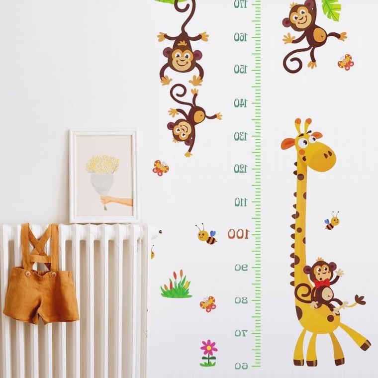 키재기 성장기록 원숭이 기린과 시트지 측정 아이방 키재기스티커 신장 계