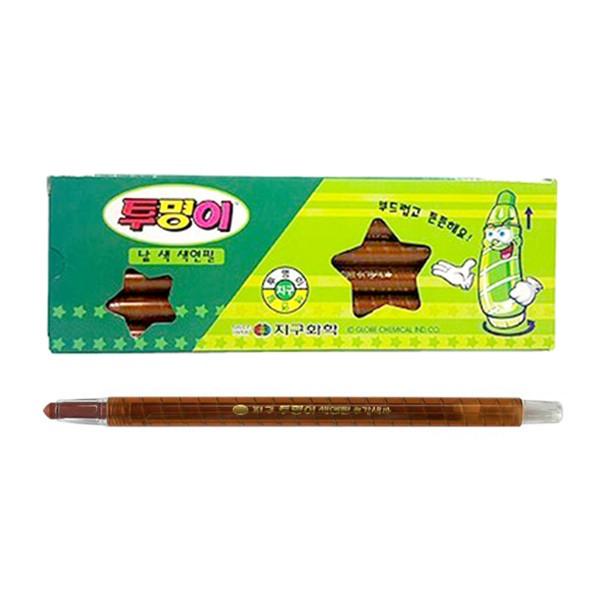 지구 투명이 낱색 색연필 채점펜 (갈색 12자루)