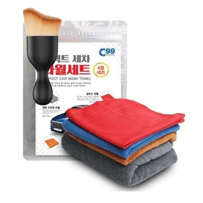 퍼펙트 세차 타월 걸레 드라잉 버핑 세차 타올 4종 다용도 먼지 브러쉬 세트