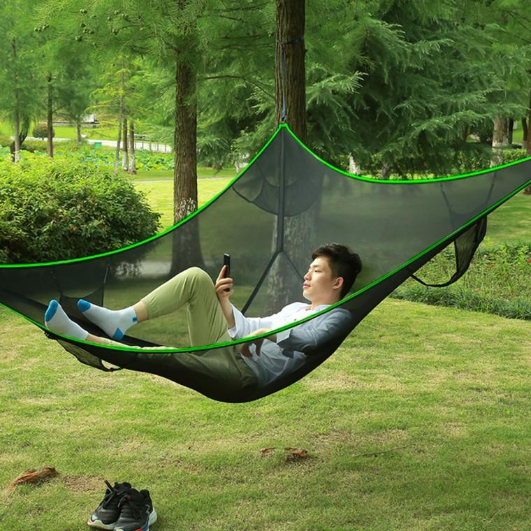 힐링미 초경량 삼각메쉬 캠핑 해먹 370cm 블랙
