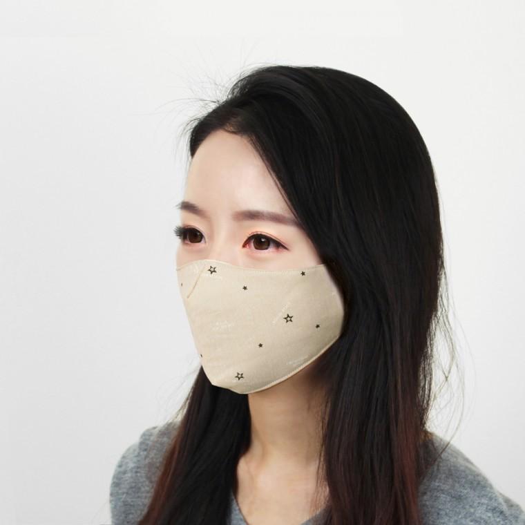 입체 디자인 3겹 필터 3D 면 마스크 (별베이지)