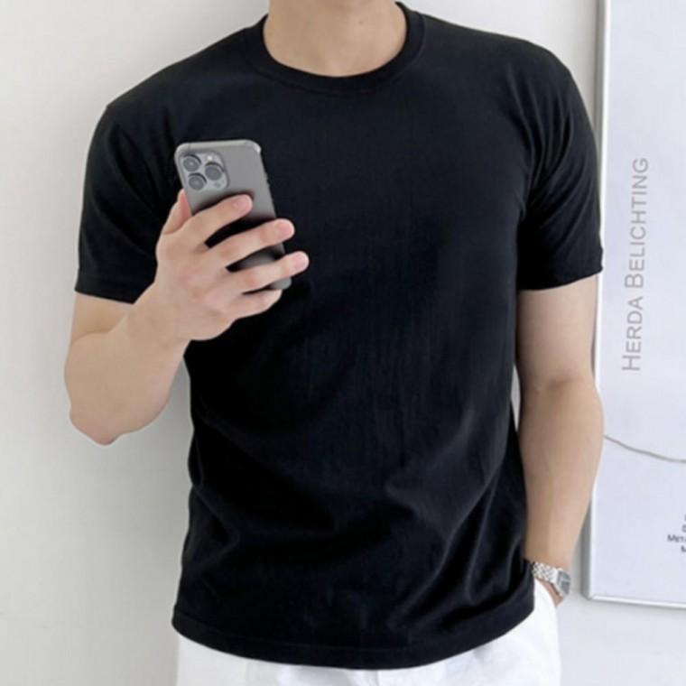 남자 남성 무지 기본 반팔티 라운드 면티 반팔 티셔츠