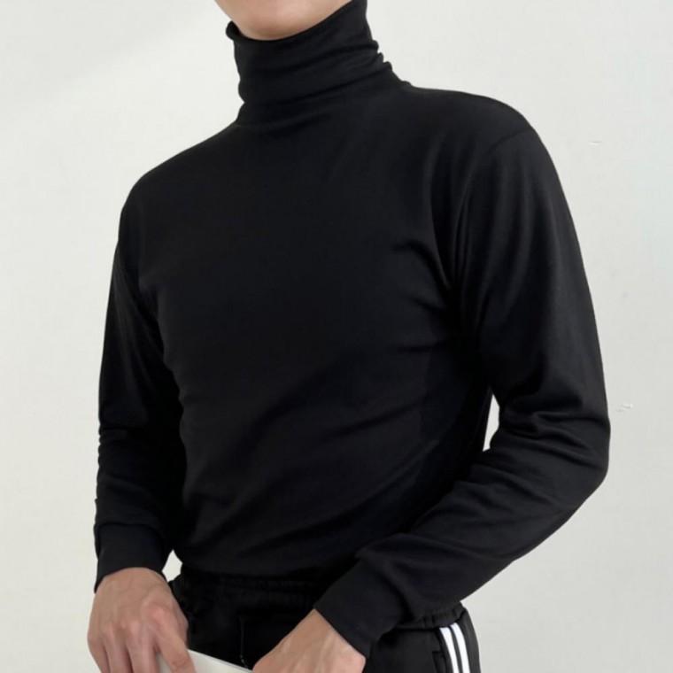겨울 남성 데일리 베이직 기모 면 목폴라 티셔츠