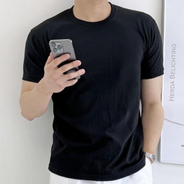 남성 무지 베이직 반팔티 라운드 기본 면티 반팔 티셔츠