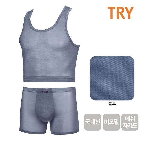 TRY 미모필 폴리스판 남성  런닝 팬티세트 F03