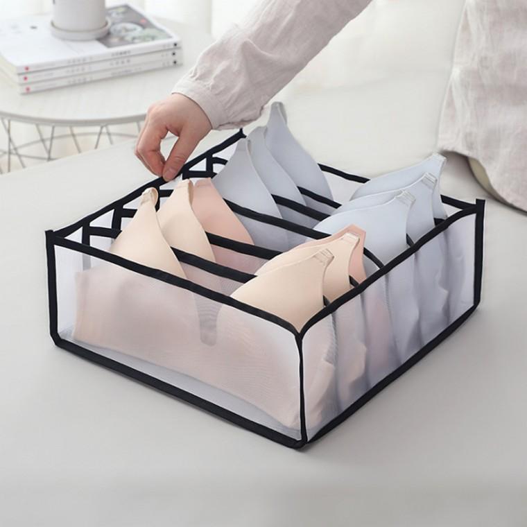 심플 속옷 브래지어 통풍 수납 정리함(6칸 블랙)