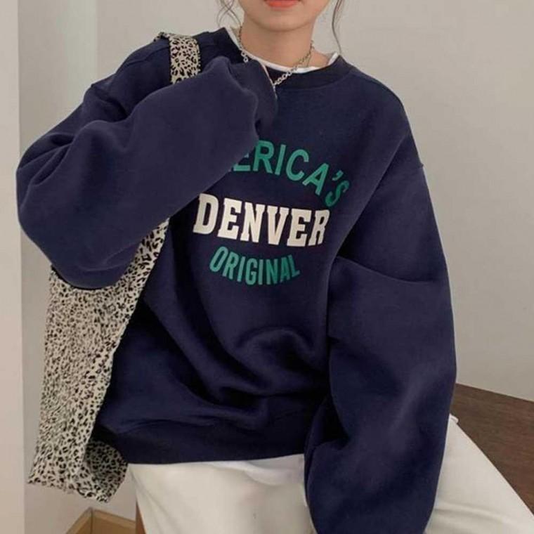 코디 예쁜맨투맨여자티셔츠 맨투맨 룩 여자 간절기 오버핏 대학생 캠퍼스 모두팜
