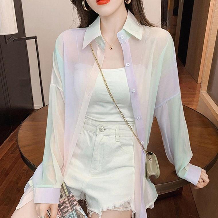 컬러 셔츠 예쁜 소재 시원한 여름셔츠 여름 가디건 여성