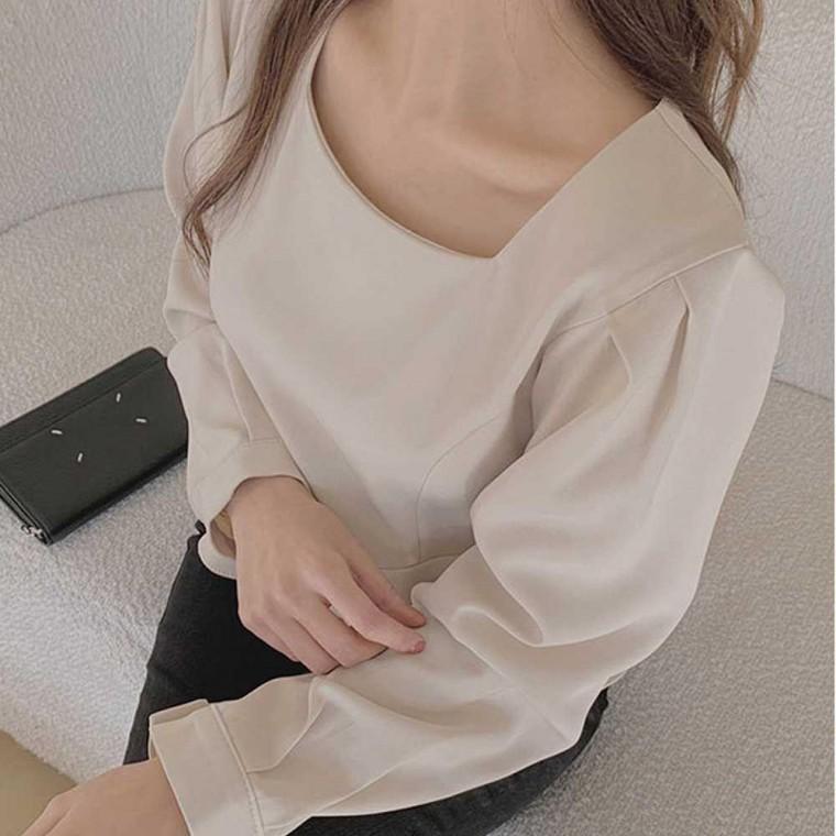 스퀘어 예쁜블라우스 소개팅 상견례 룩 여자 블라우스 하객 넥 상견례블라우스 모두팜