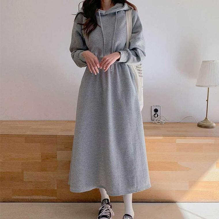 원피스 여자 롱 보세원피스중년원피스 코디 후드 여행원피스 여행 나들이 면 캐주얼 모두팜