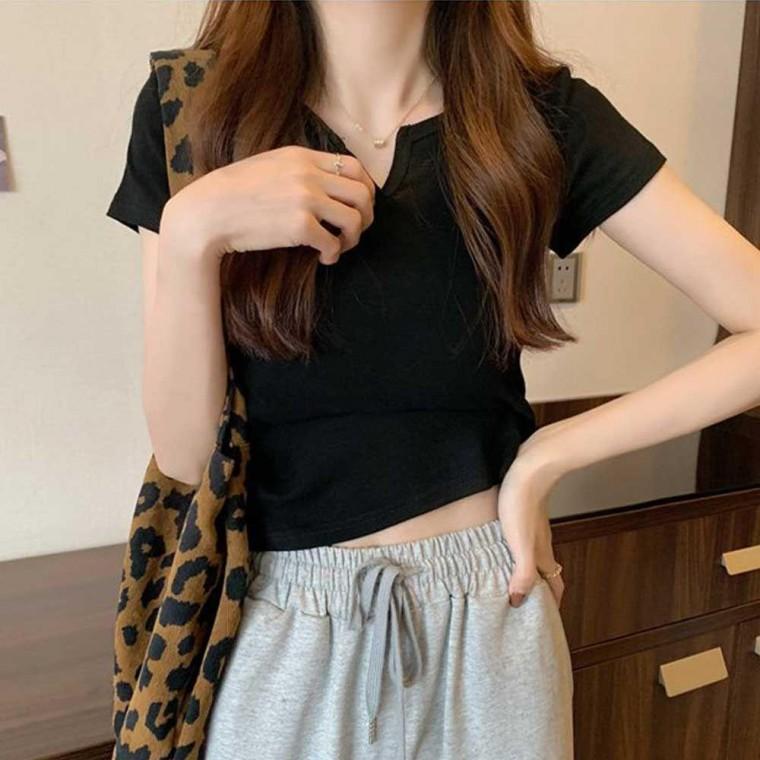 외출 주말 집앞 반팔티셔츠 여자 기본 무지 트임 여성반팔면티라운드티 모두팜