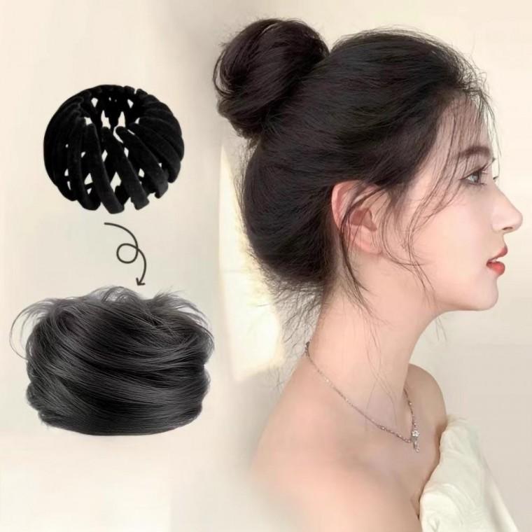 자바라 똥머리 가발 집게 부분가발 헤어피스 붙임 당고머리