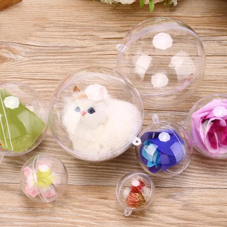 인테리어 장식 투명 둥근캡슐 플라스틱 볼 6p(7cm)