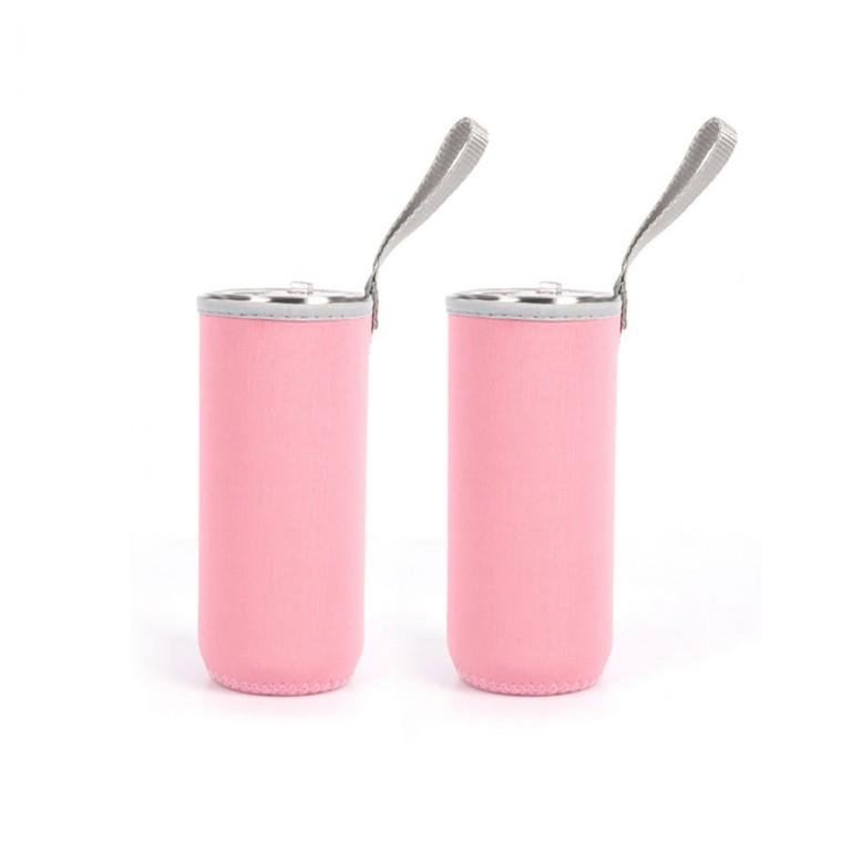포미퓨어 보온보냉 물병 파우치 2p세트 420ml(연핑크)