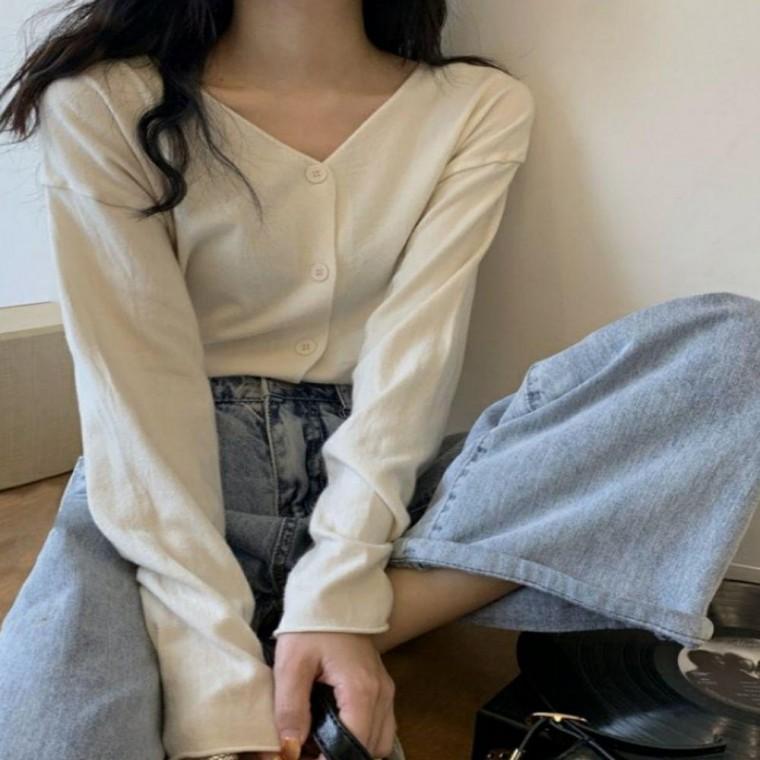 여성 4컬러 데일리 봄 가을 브이넥 단추 니트가디건