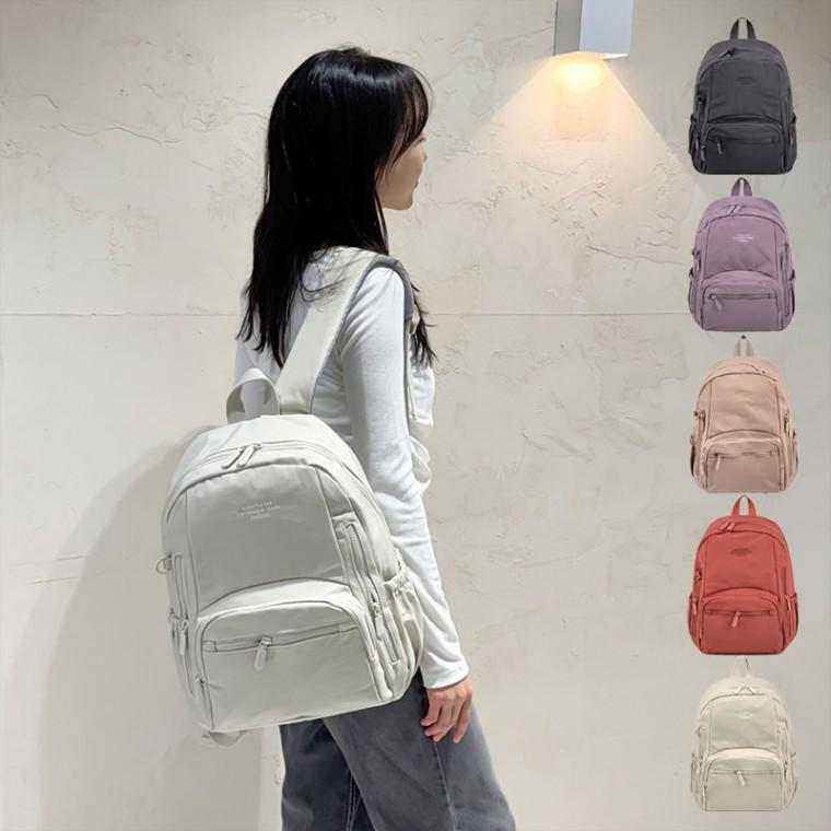내부수납 자수 레터링 캐주얼 백팩 가방