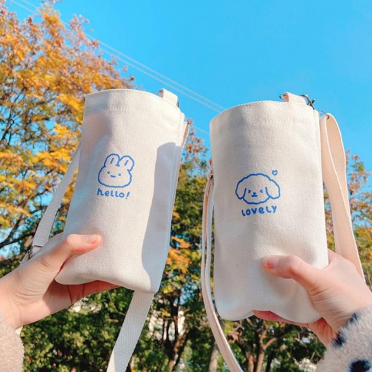 텀블러가방 캔버스 에코백 드링크백