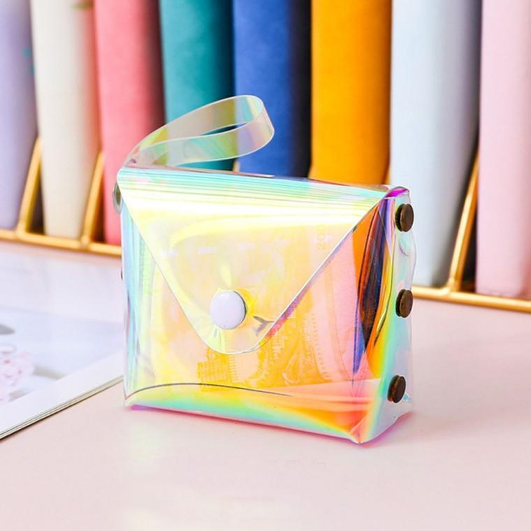 작은 파우치 가방 9.5x7cm 홀로그램 PVC 백