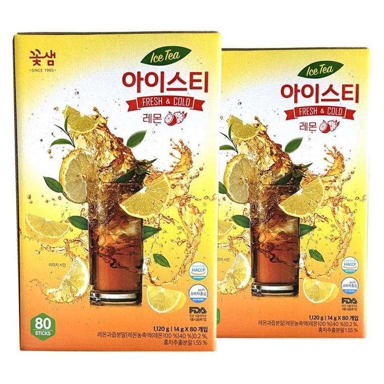 꽃샘 레몬 아이스티 분말 가루 14g 80T 2개