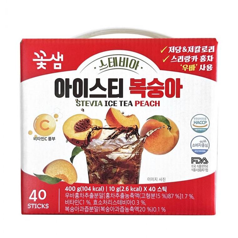 꽃샘 스테비아 복숭아 아이스티 저당 저칼로리 홍차 10g 40T