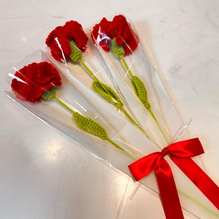 손뜨개 니트 카네이션 뜨개꽃 뜨개질 꽃