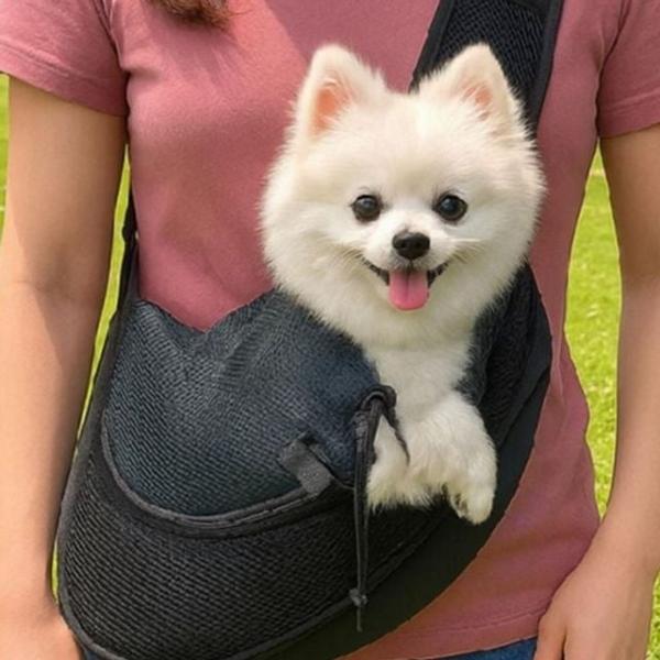메쉬 강아지 슬링백 크로스 고양이 슬링백 산책 이동가방