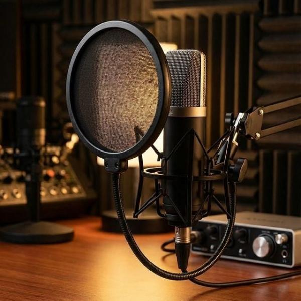 마이크 방송용마이크 홈레코딩 이중메쉬 팝필터