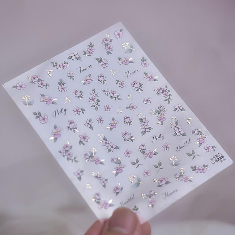 5D 보라빛 플라워 네일스티커